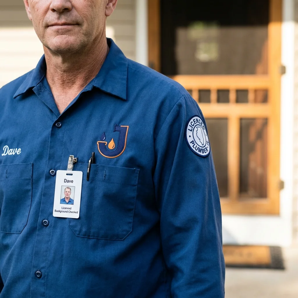 Licensed plumber showing ID badge in Centreville, MD